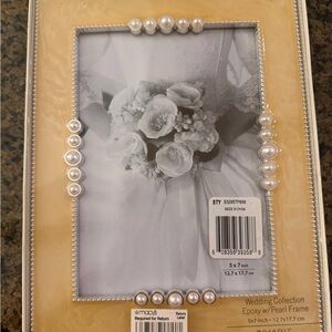 Inhabit “Wedding Collection” Epoxy With Pearls Picture Frame 5 x 7 NIB
